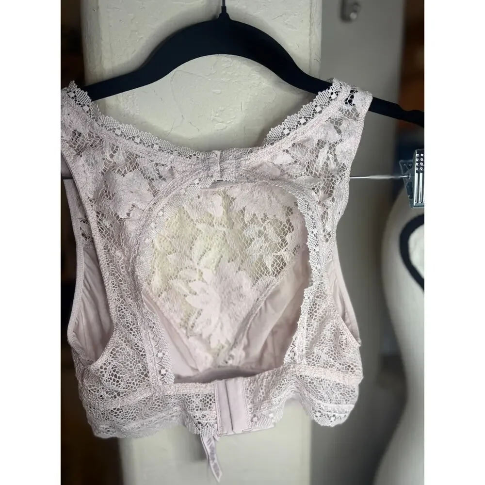 Victoria’s Secret High Neck Lace Bralette Light Pink Small 0-2